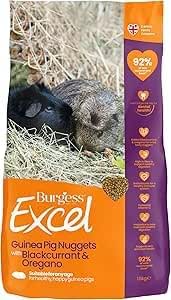Burgess Excel Guinea Pig Food Blackcurrant & Oregano – Complete Balanced Nuggets for Healthy Digestion, Strong Immunity, Glossy Coat & Vitality – High Fiber with Vitamin C – Sold Loose