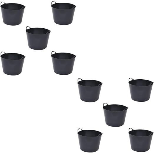 42L Plastic Flexi Tub Heavy-Duty Flexible Storage Bucket (Black) – Large Multi-Purpose Round Container for Garden, Laundry, and Home Use – Durable Plastic Tub