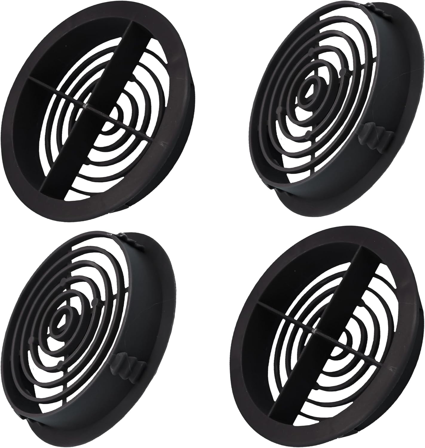 70mm Black Round Soffit Air Vent Cover with Mesh – Push-Fit uPVC Roof Vent