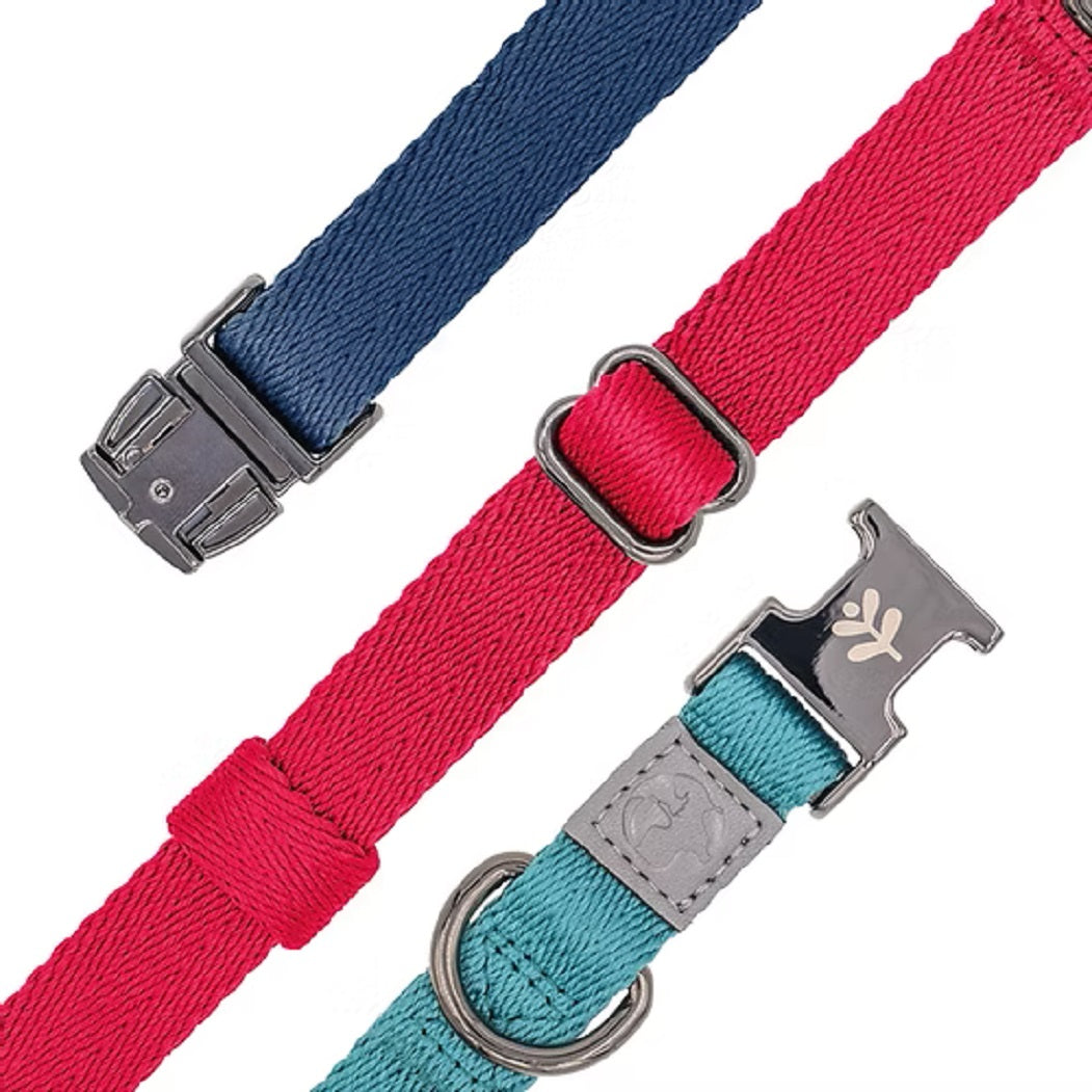 Adjustable Flat Weave Eco Dog Collar 40-60cm No Plastic Buckles Large Size, Plastic-Free, Flat Weave, 40-60cm Range