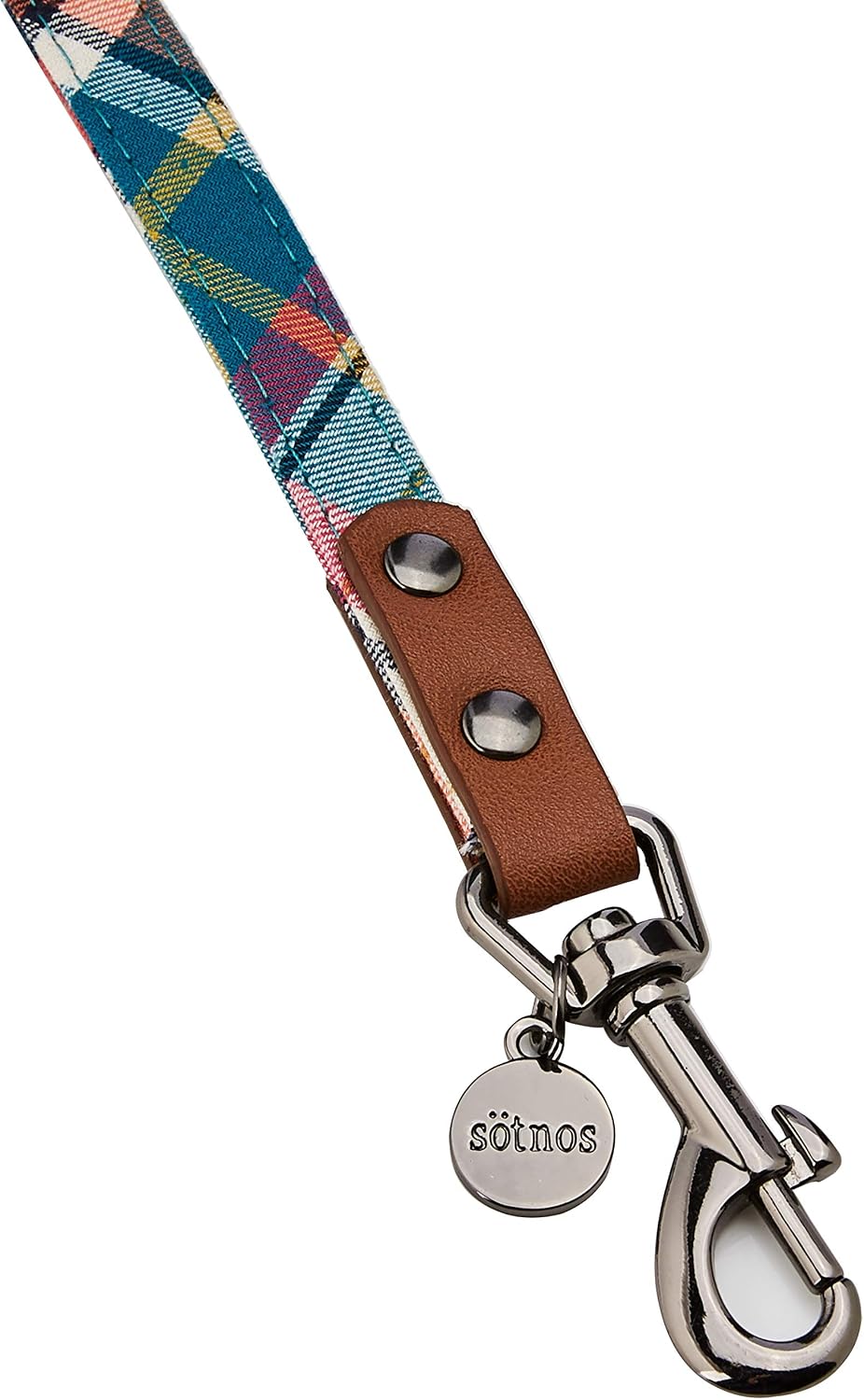 Puppy Tartan Nylon Dog Lead with Bow Collars, Brown, 1.5 x 120cm