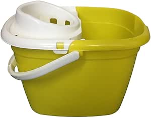 12L Colour-Coded Mop Bucket with Removable Squeegee – Durable Polypropylene, Pouring Spout & Gripper Handle – Ideal for Home & Commercial Cleaning_YELLOW