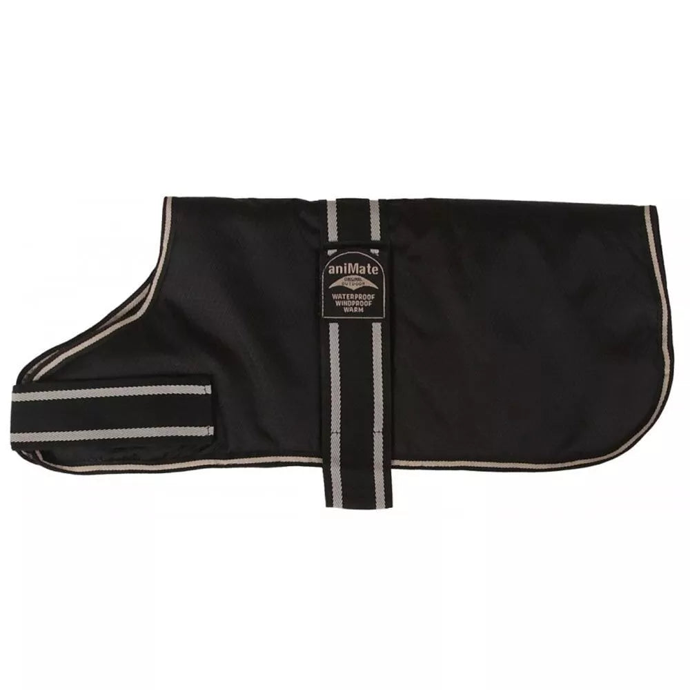 Animate Black Padded Nylon Dog Coat 10inch
