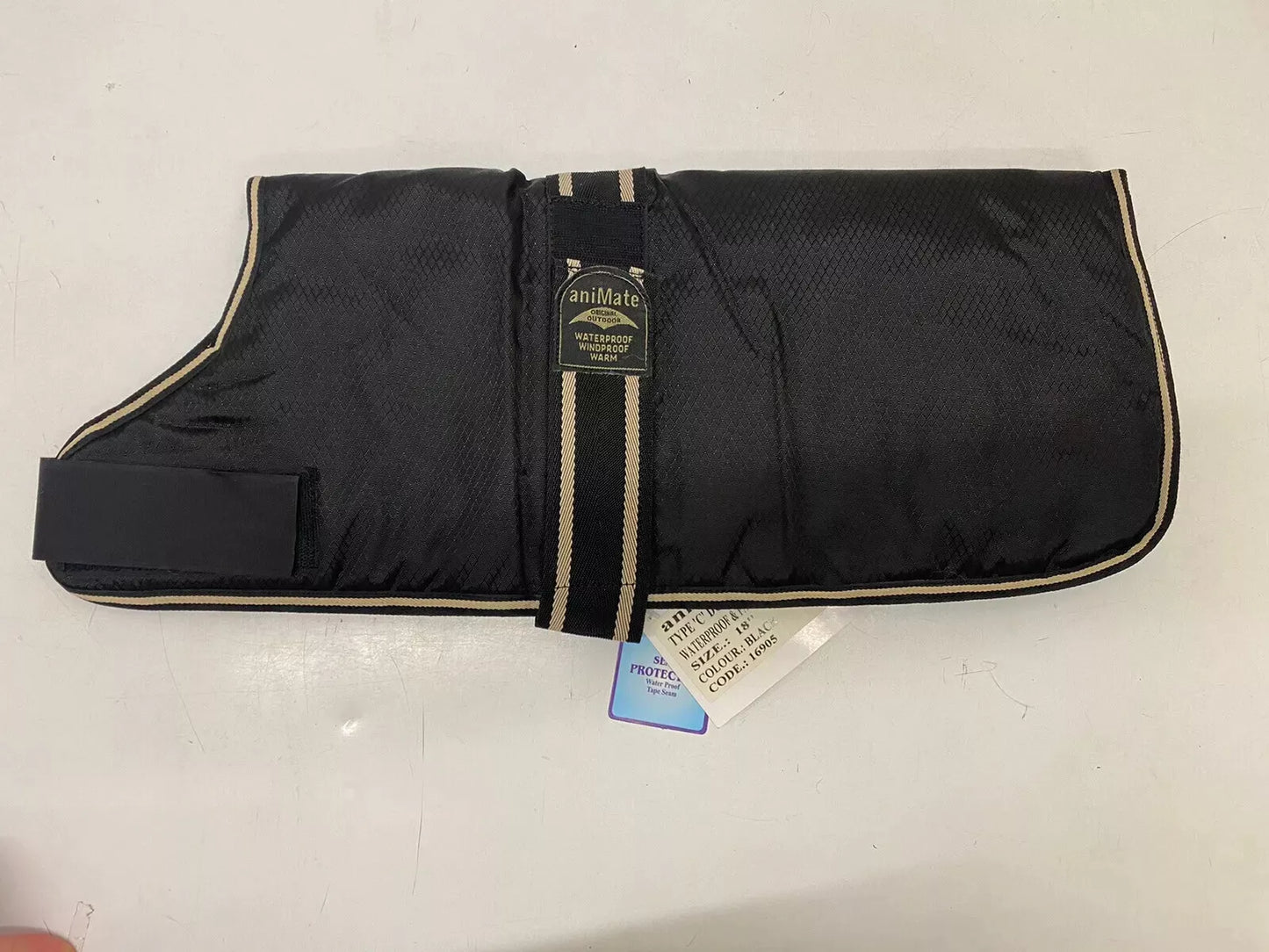 ANIMATE WATERPROOF /PADDED DOG COAT - 18” - BLACK