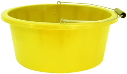 Yellow Color Shallow/Feeder Bucket – 15L (3 Gallon) Heavy-Duty Multi-Purpose Tub with Strong Gripper Handle-Stackable & Durable Variants-Stable for horses or plaster bucket