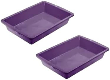 CAT CIRCUS Large Cat Litter Tray –Litter Box Tray for Large Cats & Kittens – Non-Slip, Easy Clean – Multi Cat Friendly-Durable Plastic Pet Toilet-Spacious-colour options available-Purple