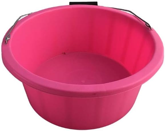 Pink Color Shallow/Feeder Bucket – 15L (3 Gallon) Heavy-Duty Multi-Purpose Tub with Strong Gripper Handle-Stackable & Durable Variants-Stable for horses or plaster bucket
