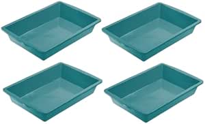 CAT CIRCUS Large Cat Litter Tray –Litter Box Tray for Large Cats & Kittens – Non-Slip, Easy Clean – Multi Cat Friendly-Durable Plastic Pet Toilet-Spacious-colour options available-Turquoise