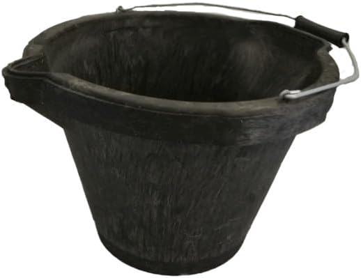 3 Gallon (15 Litre) Heavy Duty Rubbertex Builders Bucket – Black – Rugged Plastic Build with Pour Spout & Strong Metal Handle – Graduated in Gallons and Litres – Ideal for Mixing