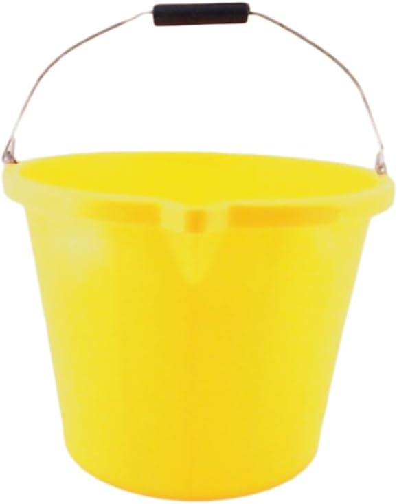 15 Litre Heavy Duty Builders Bucket – Durable Plastic Construction with Pouring Lip & Strong Metal Handle – Graduated in Gallons and Litres – Multipurpose Mixing, Available in 5 Colours