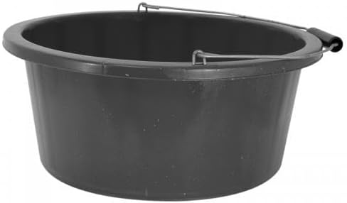 Black Color Shallow/Feeder Bucket – 15L (3 Gallon) Heavy-Duty Multi-Purpose Tub with Strong Gripper Handle-Stackable & Durable Variants-Stable for horses or plaster bucket
