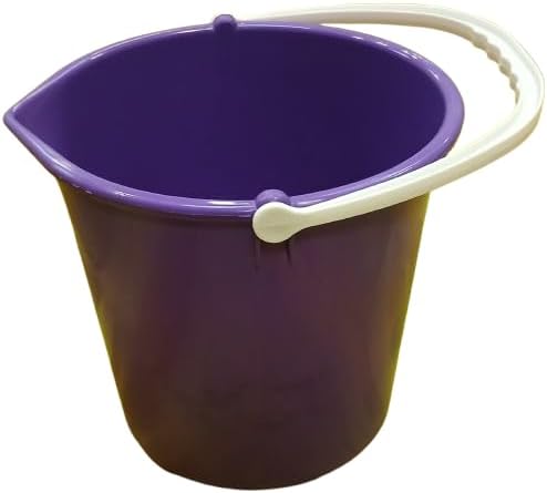 2 Gallon (10L) Colour-Coded Builders Bucket with Pourer – Durable Plastic General Purpose Bucket with Calibrated Scale & Gripper Handle – Easy to Clean