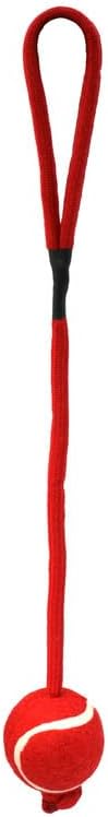 TENNIS ON ROPE DOG TOY – 50cm Durable Tug & Fetch Toy for Medium Dogs – Strong Red Rope with Built-In Tennis Ball – Lightweight Interactive Play Tool – Ideal for Outdoor Training – Single Pack
