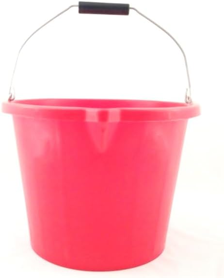 15 Litre Heavy Duty Builders Bucket – Durable Plastic Construction with Pouring Lip & Strong Metal Handle – Graduated in Gallons and Litres – Multipurpose Mixing, Available in 5 Colours