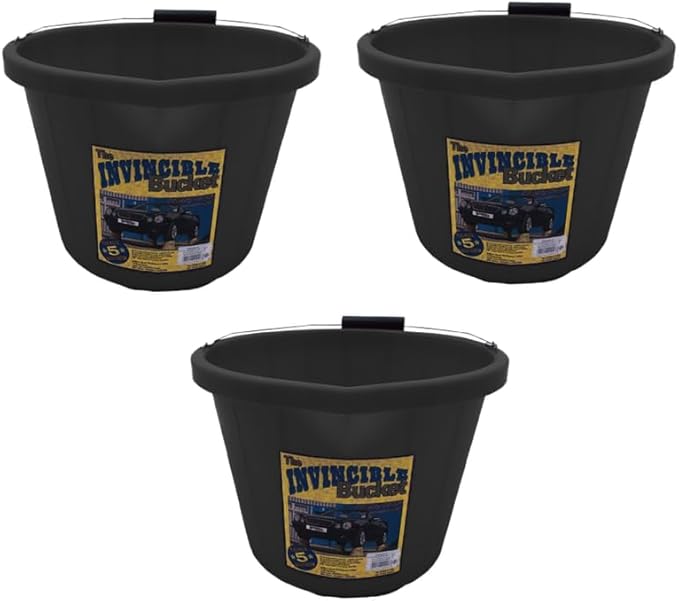 Black Color Airflow Heavy Duty Invincible Builders Bucket – 3 Gallon / 15 Litre – Strong Handle&Calibrated Markings – Multi-Purpose Mixing, Gardening,Farm&Construction Use