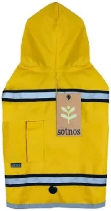 Sotnos Dog Raincoat with Removable Fleece Lining – Waterproof & Windproof Dog Jacket – Adjustable, Comfortable, Reflective for All Weather Protection- Yellow Color