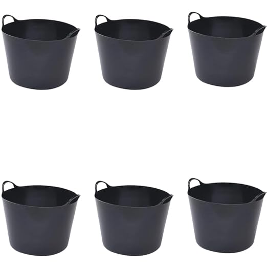 56L Plastic Flexi Tub Heavy-Duty Flexible Storage Bucket (Black) – Large Multi-Purpose Round Container for Garden, Laundry, and Home Use – Durable Plastic Tub