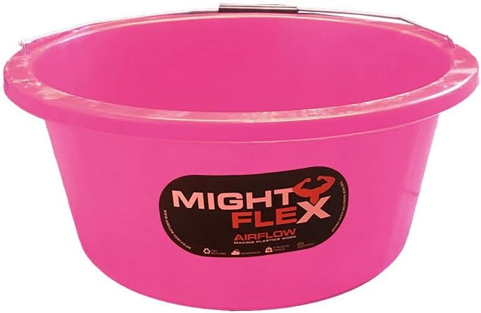 Mighty flex Shallow Feeder Bucket 15 Litre-Durable & Reusable-Wide Open Top with Strong Handle – For Livestock Feeding, Gardening, Mixing, Cleaning-Farm, Stable for horses or plaster bucket