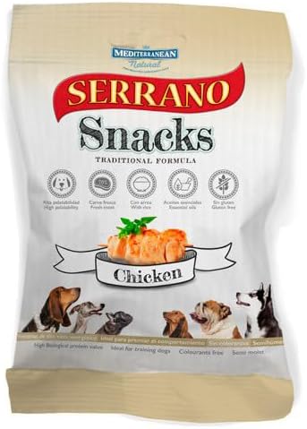 Serrano Soft Snack Dog Treats Mixed Flavours Chicken-Ham-Beef-Liver Rich in Protein Low Fat Easy to Digest Enriched with Nutrients Ideal for All Breeds Training Reward or Daily Treat-chicken