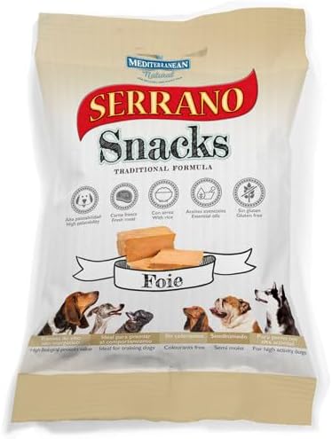 Serrano Soft Snack Dog Treats Mixed Flavours Chicken-Ham-Beef-Liver Rich in Protein Low Fat Easy to Digest Enriched with Nutrients Ideal for All Breeds Training Reward or Daily Treat Liver
