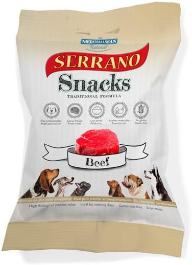 Serrano Soft Snack Dog Treats Mixed Flavours Chicken-Ham-Beef-Liver Rich in Protein Low Fat Easy to Digest Enriched with Nutrients Ideal for All Breeds Training Reward or Daily Treat Beef