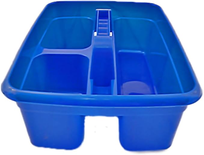 Blue Color Caddy Tray – 12" x 15" 3 Compartment Polypropylene Carrying Container with Handle – Cleaning Tool Storage Caddy – Colour Coded – For Home Garden Equestrian