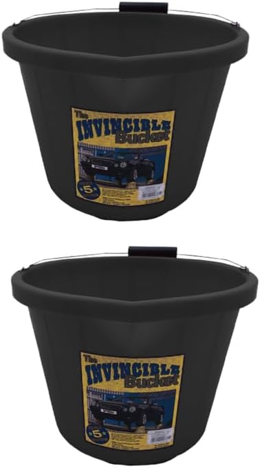 Black Color Airflow Heavy Duty Invincible Builders Bucket – 3 Gallon / 15 Litre – Strong Handle&Calibrated Markings – Multi-Purpose Mixing, Gardening,Farm&Construction Use