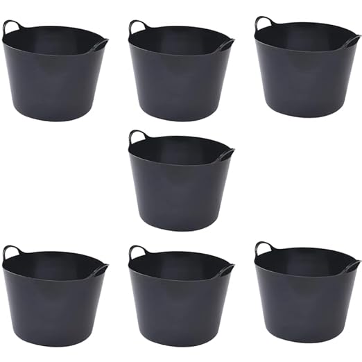 56L Plastic Flexi Tub Heavy-Duty Flexible Storage Bucket (Black) – Large Multi-Purpose Round Container for Garden, Laundry, and Home Use – Durable Plastic Tub