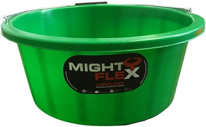 Mighty flex Shallow Feeder Bucket 15 Litre-Durable & Reusable-Wide Open Top with Strong Handle – For Livestock Feeding, Gardening, Mixing, Cleaning-Farm, Stable for horses or plaster bucket