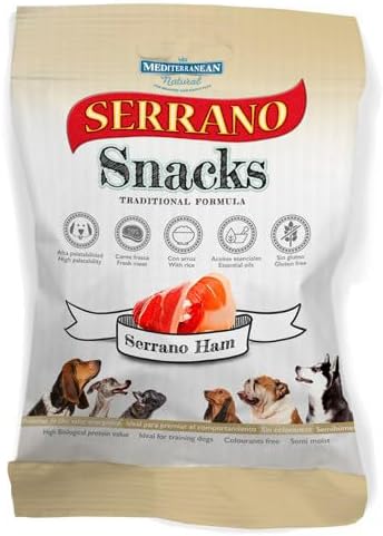 Serrano Soft Snack Dog Treats Mixed Flavours Chicken-Ham-Beef-Liver Rich in Protein Low Fat Easy to Digest Enriched with Nutrients Ideal for All Breeds Training Reward or Daily Treat-Ham