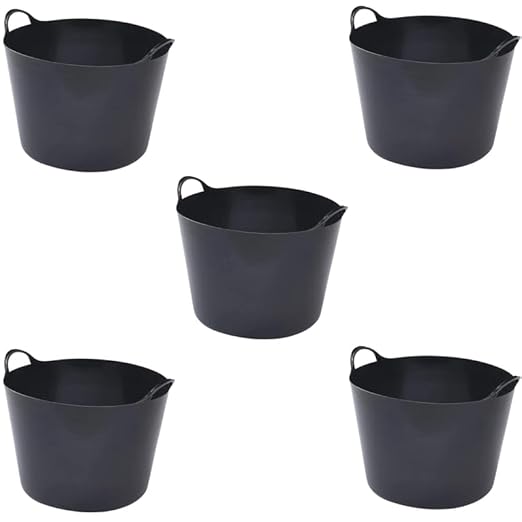 26 Litre Plastic Flexi Tub Heavy-Duty Flexible Storage Bucket (Black) – Large Multi-Purpose Round Container for Garden, Laundry, and Home Use – Durable Plastic Tub
