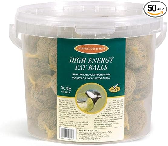 Johnston & Jeff Fat Balls Bucket No Nets Wild Bird Food (Pack Of 50) (50 x 90g)