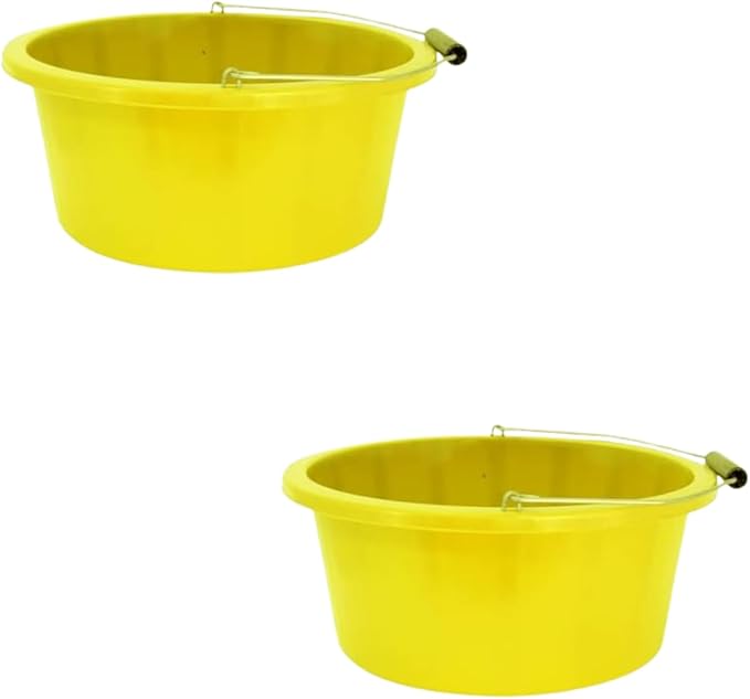 Yellow Color Shallow/Feeder Bucket – 15L (3 Gallon) Heavy-Duty Multi-Purpose Tub with Strong Gripper Handle-Stackable & Durable Variants-Stable for horses or plaster bucket