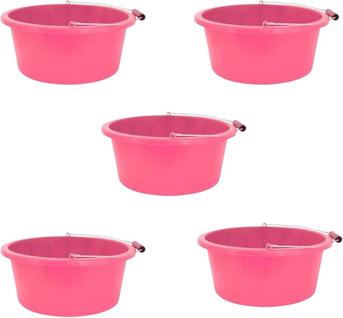 Pink Color Shallow/Feeder Bucket – 15L (3 Gallon) Heavy-Duty Multi-Purpose Tub with Strong Gripper Handle-Stackable & Durable Variants-Stable for horses or plaster bucket