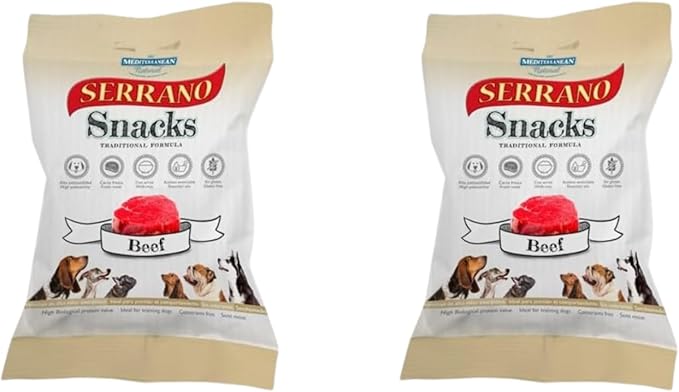 Serrano Soft Snack Dog Treats Mixed Flavours Chicken-Ham-Beef-Liver Rich in Protein Low Fat Easy to Digest Enriched with Nutrients Ideal for All Breeds Training Reward or Daily Treat Beef