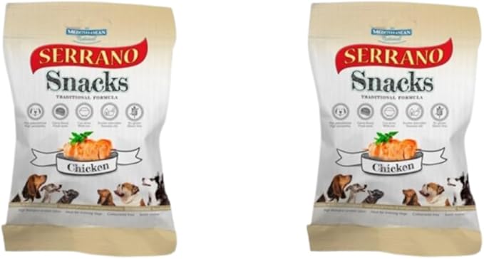 Serrano Soft Snack Dog Treats Mixed Flavours Chicken-Ham-Beef-Liver Rich in Protein Low Fat Easy to Digest Enriched with Nutrients Ideal for All Breeds Training Reward or Daily Treat-chicken