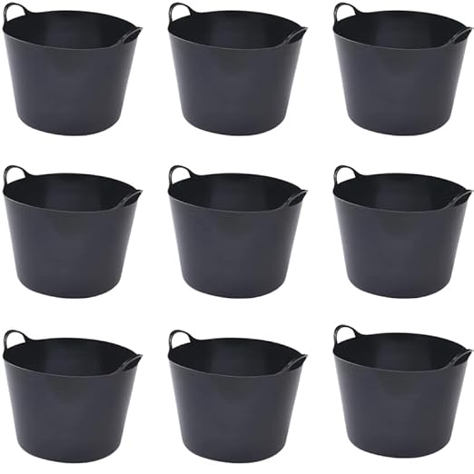 26 Litre Plastic Flexi Tub Heavy-Duty Flexible Storage Bucket (Black) – Large Multi-Purpose Round Container for Garden, Laundry, and Home Use – Durable Plastic Tub