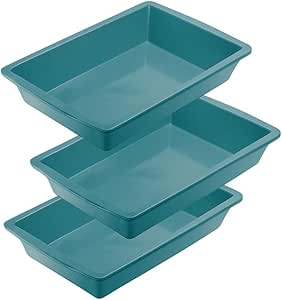 CAT CIRCUS Large Cat Litter Tray –Litter Box Tray for Large Cats & Kittens – Non-Slip, Easy Clean – Multi Cat Friendly-Durable Plastic Pet Toilet-Spacious-colour options available-Turquoise