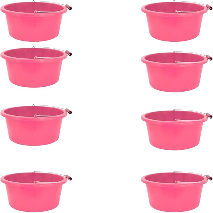 Pink Color Shallow/Feeder Bucket – 15L (3 Gallon) Heavy-Duty Multi-Purpose Tub with Strong Gripper Handle-Stackable & Durable Variants-Stable for horses or plaster bucket