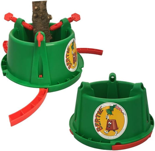 Bertie British-Made Christmas Tree Stand – Adjustable Legs, 4.5L Water Capacity, Fits 4ft–9ft Trees (Up to 15cm Trunk) – Heavy Duty & Stylish – Santa, Elf, Jack Frost Posh Suit