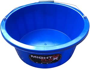 Mighty flex Shallow Feeder Bucket 15 Litre-Durable & Reusable-Wide Open Top with Strong Handle – For Livestock Feeding, Gardening, Mixing, Cleaning-Farm, Stable for horses or plaster bucket