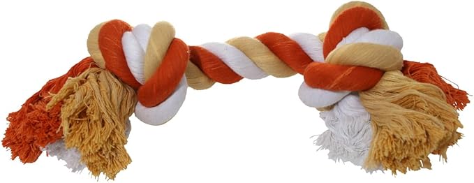 Rope Cotton 2 Knot Dog Toy – Durable chew toy made from natural cotton, Featuring a strong two-knot design perfect for tugging, chewing, and play. Suitable for dogs