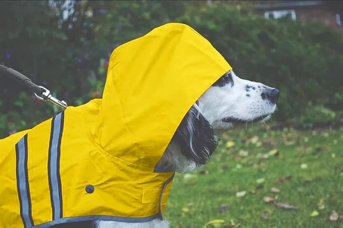 Sotnos Dog Raincoat with Removable Fleece Lining – Waterproof & Windproof Dog Jacket – Adjustable, Comfortable, Reflective for All Weather Protection- Yellow Color