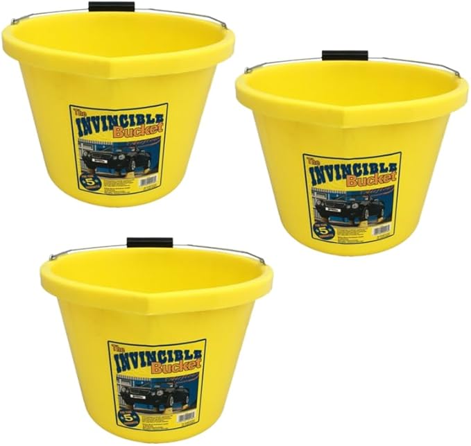 Yellow Color Airflow Heavy Duty Invincible Builders Bucket – 3 Gallon/15 Litre – Strong Handle&Calibrated Markings – Multi-Purpose Mixing, Gardening,Farm&Construction Use