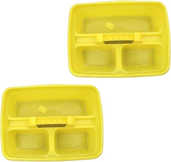 Yellow Color Caddy Tray – 12" x 15" 3 Compartment Polypropylene Carrying Container with Handle – Cleaning Tool Storage Caddy – Colour Coded – For Home Garden Equestrian