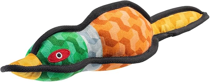 TUFFS Dog Toy – Extra Tough Grey Plush Squeaky Dog Toy for Aggressive Chewers – Durable Animal Chew Toy for Medium & Large Dogs – Reinforced Seams – Fun, Interactive Play & Training Toy