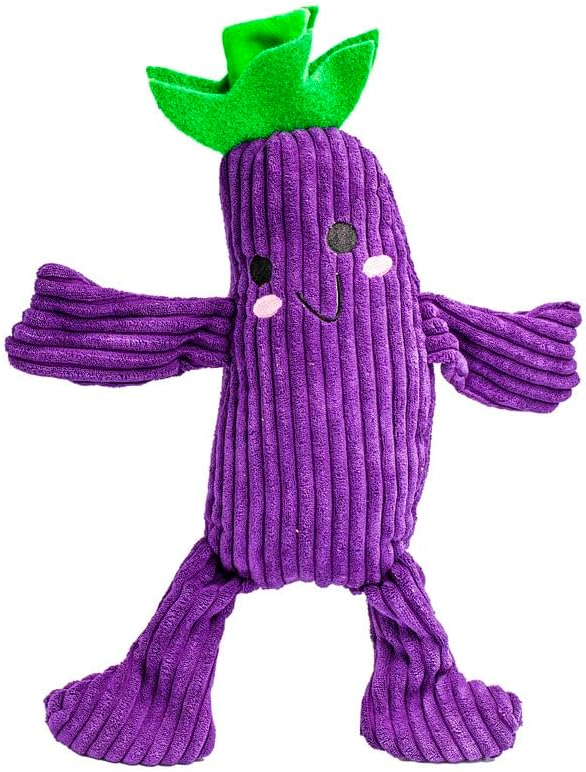 Large Veggie Plush Dog Toy – Soft Squeaky Cord & Fluffy Pet Toy – Vibrant Orange, Yellow & Purple – Sensory Chew Companion for Small to Large Dogs