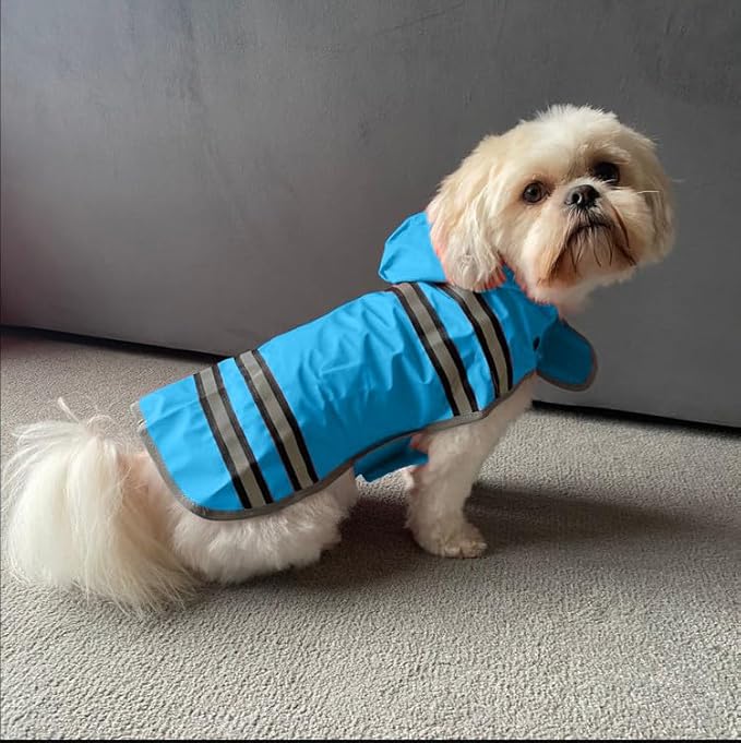 Sotnos Dog Raincoat with Removable Fleece Lining – Waterproof & Windproof Dog Jacket– Adjustable, Comfortable, Reflective for All Weather Protection- Blue