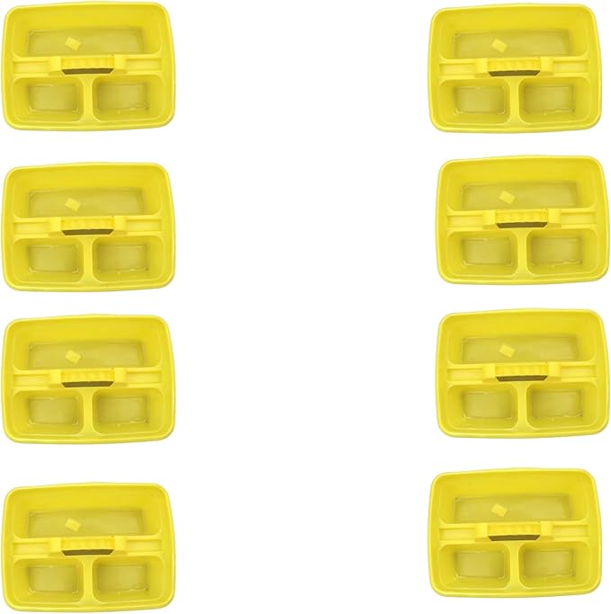 Yellow Color Caddy Tray – 12" x 15" 3 Compartment Polypropylene Carrying Container with Handle – Cleaning Tool Storage Caddy – Colour Coded – For Home Garden Equestrian