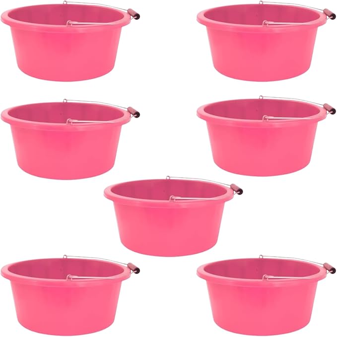 Pink Color Shallow/Feeder Bucket – 15L (3 Gallon) Heavy-Duty Multi-Purpose Tub with Strong Gripper Handle-Stackable & Durable Variants-Stable for horses or plaster bucket